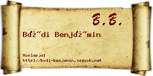 Bódi Benjámin névjegykártya